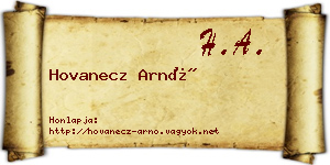 Hovanecz Arnó névjegykártya